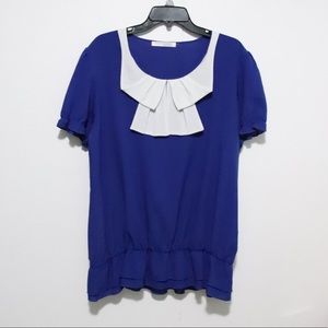 Blue and White Sailor Collared Blouse
